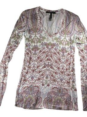 BCBG Medieval Floral Paisley Long Sleeve Top